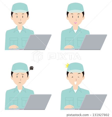 Laptop and male worker ① 131927802