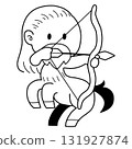Monochrome illustration of a cute centaur archer Monochrome illustration of a cute centaur archer 131927874