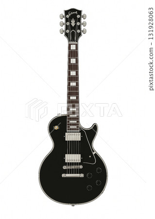 黑色 Les Paul 吉他（銀色部件）| 電吉他插圖 | 搖滾經典設計 131928063