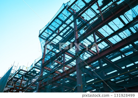 Steel frame and protective curtain under construction c-4 light color Steel frame and protective curtain under construction c-4 light color 131928499