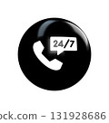 247 support icon glossy black rounded  131928686