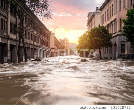 water flood in the city 131928722