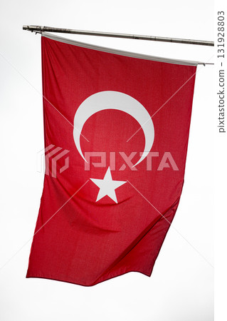 red Turkish flag, red turkish flag with white background waving flag red Turkish flag, red turkish flag with white background waving flag 131928803
