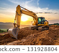 An excavator working on a new construction site 131928804