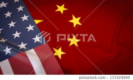 The USA and China flag for Trade war or Business concept 3d Rendering. 131928940