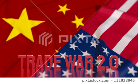 The Trade war 2 on USA and China Flag for Business concept 3d Rendering. The Trade war 2 on USA and China Flag for Business concept 3d Rendering. 131928946