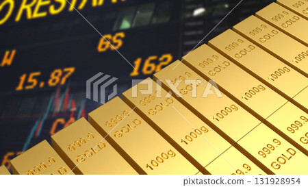 The Gold Bar for Business concept 3d Rendering. 131928954