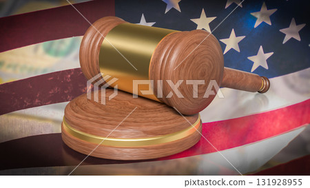 The Hammer on USA flag for Law concept 3d Rendering. The Hammer on USA flag for Law concept 3d Rendering. 131928955