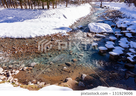 Snow piled river Snow piled river 131929006