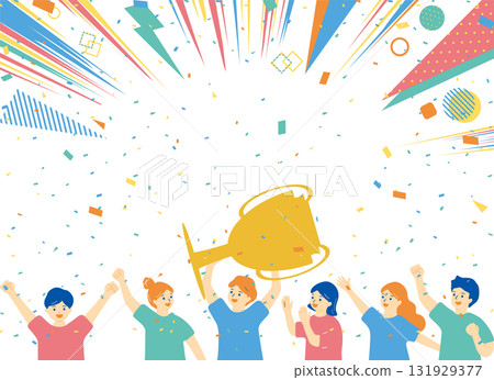 People holding trophies People holding trophies 131929377