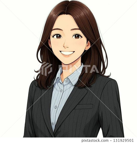 一位穿西裝的女人笑著 131929501