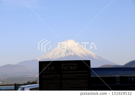 Snow-capped Mount Fuji as seen from Lake Motosu 131929532