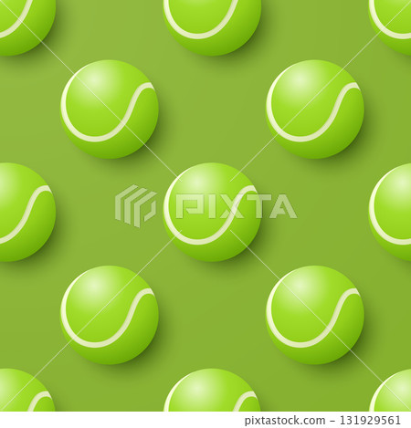 Tennis Ball Seamless Pattern, Vector Illustration. Green Vector Background with 3d Tennis Balls. Repeat Tile for Sports Design, Tennis Ball Wallpaper, Pattern for Textile, Packaging, Gift Wrap, Fabric Tennis Ball Seamless Pattern, Vector Illustration. Green Vector Background with 3d Tennis Balls. Repeat Tile for Sports Design, Tennis Ball Wallpaper, Pattern for Textile, Packaging, Gift Wrap, Fabric 131929561