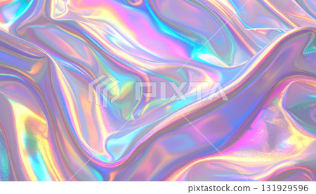 閃閃發光的淡彩虹波浪背景素材 131929596