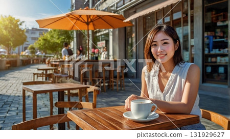 在開放式咖啡館閱讀和喝咖啡,享受美好而輕鬆的時光 在開放式咖啡館閱讀和喝咖啡,享受美好而輕鬆的時光 131929627