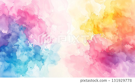 彩色水彩顏料塗抹在畫布上 131929778