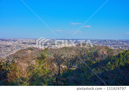 從東京都八王子市高尾山金比羅台公園向東望去（八王子市內及市中心方向） 131929797
