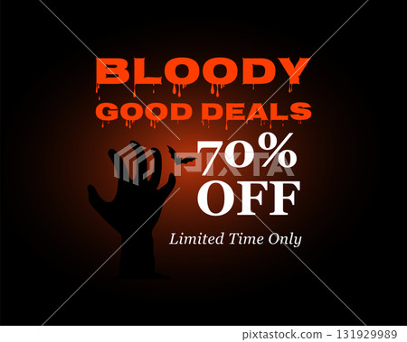 Halloween Sale Poster with Spooky Offer Design 131929989