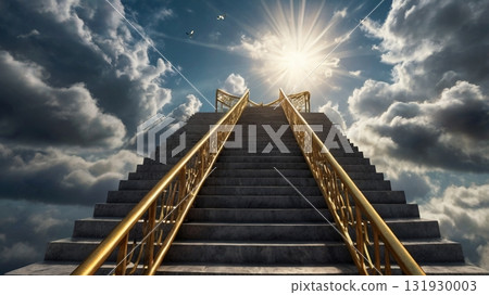 A stairway to heaven enveloped in light and clouds - a fantastical journey of dreams A stairway to heaven enveloped in light and clouds - a fantastical journey of dreams 131930003