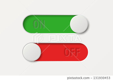 On Off Toggle Switch, Vector Illustration. Green and Red UI Slider, Toggle Button with Round Knob, Toggle Control. Vector Design Element 131930453