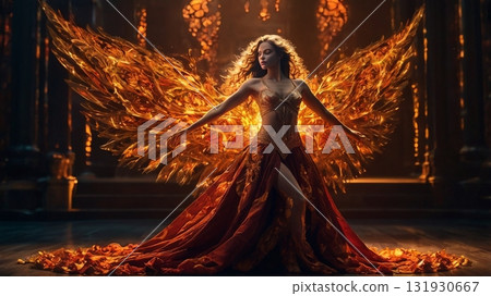 A fantastic dance filled with fire and passion - a mysterious digital art performed by a diva 131930667