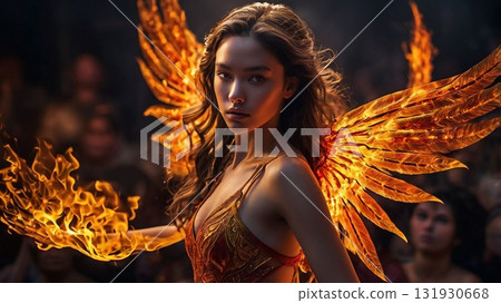 A fantastic dance filled with fire and passion - a mysterious digital art performed by a diva 131930668