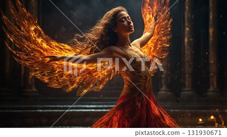 A fantastic dance filled with fire and passion - a mysterious digital art performed by a diva 131930671