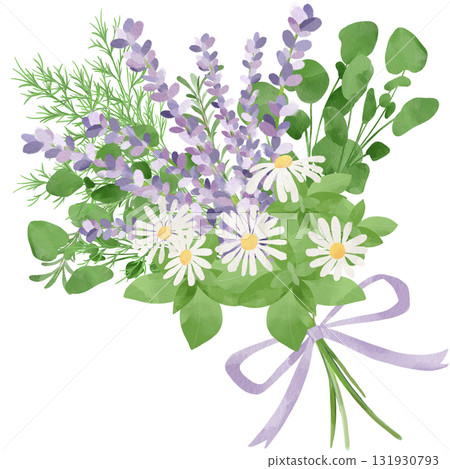 Watercolor illustration of a herb bouquet Watercolor illustration of a herb bouquet 131930793