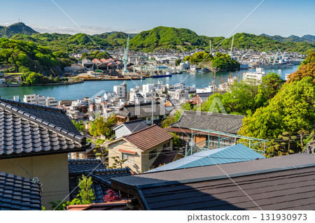 <廣島縣>尾道市街景及山頂景觀的全景 131930973