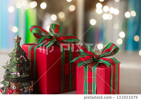 Christmas presents in illuminated bags 131931079