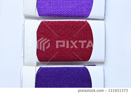 sample color shade of purple and red fabric textile of clothing industry 131931373