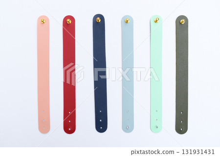 pastel colorful leather strap isolated on white background 131931431
