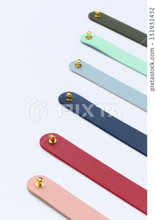 pastel colorful leather strap isolated on white background 131931432