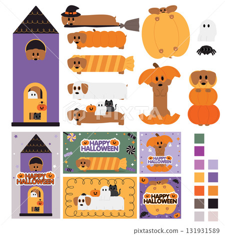 Dachshund dog vintage halloween 131931589