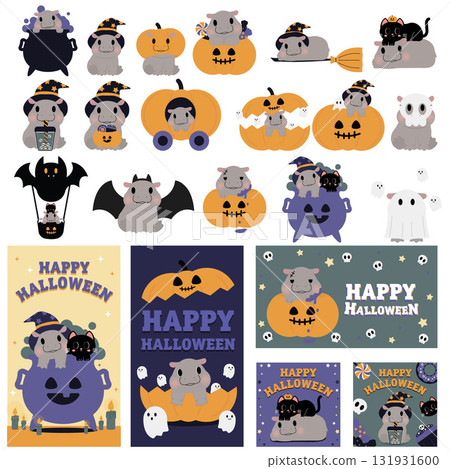 Cute hippo halloween party 131931600