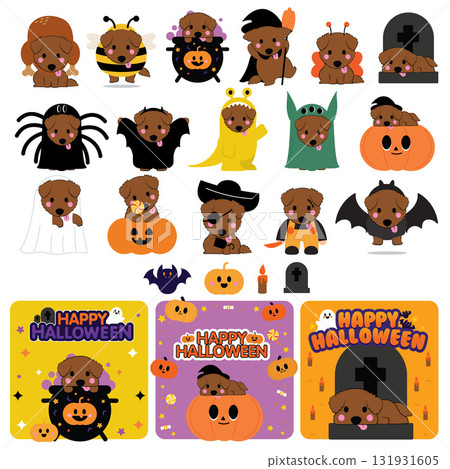 Cute fluffy dog Halloween 131931605