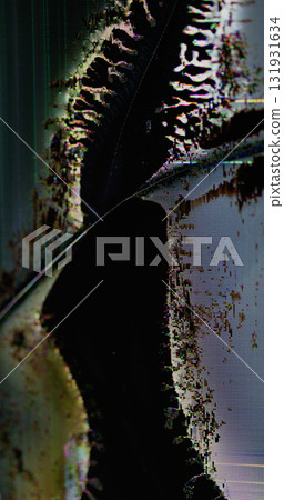 Futuristic artifacts. Signal technology. Yellow dark black color noise vibration liquid waves pink broken lines pattern on art abstract bokeh background. Futuristic artifacts. Signal technology. Yellow dark black color noise vibration liquid waves pink broken lines pattern on art abstract bokeh background. 131931634