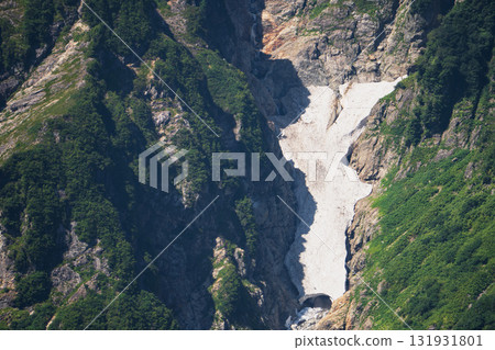 A close-up of the Shakushizawa Glacier in the Hakuba Mountain Range [Northern Alps] from Happoone, Hakuba Village, Nagano Prefecture, September 131931801