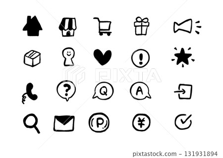 一套可愛的手繪風格簡單的黑線網店圖示 | 一套可愛的手繪風格簡單的黑線網店圖示 | 131931894