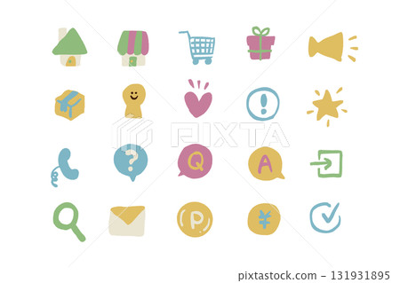 一套可愛的手繪風格網店圖示 | 131931895