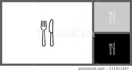 Fork and Knife Utensil Icon for Dining and Meal Setting 131931897