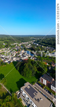 Sougne-Remouchamps, Aywaille, Liege, Wallonie, Belgium, August 10, 2025, Aerial view showcasing 131931974