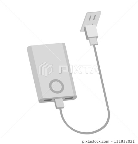 Illustration of a mobile battery that charges through an outlet 131932021