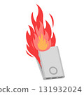Illustration of a mobile battery catching fire 131932024