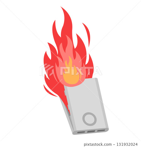 Illustration of a mobile battery catching fire 131932024