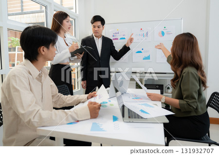 Group asian business team meeting for planning and strategy marketing in office. 131932707
