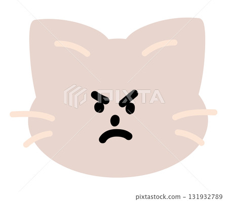 Illustration of cat angry expression for cartoon characters, comic, pet shop, vet, emoji, mood, emotion, emotion, feeling, adopt and rescue animal, sticker, cat icon, kitten face shape, foster home 131932789