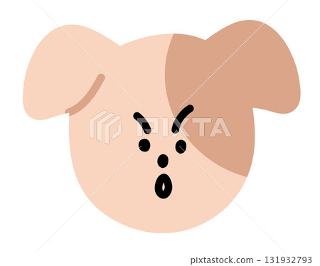 Cute illustration of puppy shocking expression for cartoon characters, comic, pet shop, vet, emoji, mood, emotion, emotion, feeling, adopt and rescue animal, sticker, icon, dog face shape, foster home 131932793