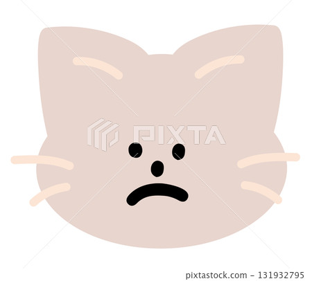 Illustration of cat sad expression for cartoon characters, comic, pet shop, vet, emoji, mood, emotion, emotion, feelings, adopt and rescue animal, sticker, cat icon, kitten face shape, foster home 131932795