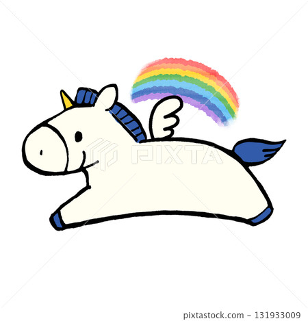 Flying unicorn and rainbow illustration Flying unicorn and rainbow illustration 131933009